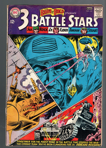 1964 DC Comics Brave & the Bold 3 Battle Stars Rock Haunted Tank Johnny Cloud VG+/F-