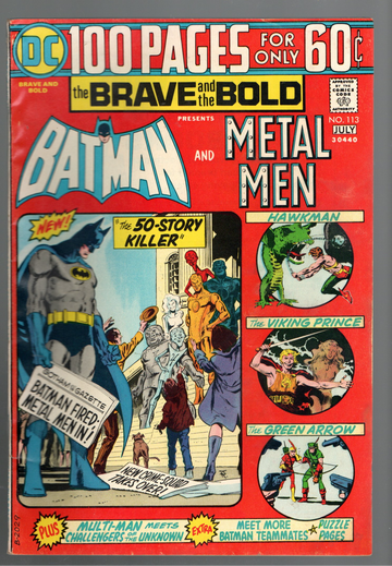 1974 DC Brave & The Bold #113 Batman & Metal Men 100 Page Giant FINE