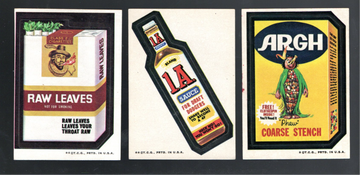 1973 Topps Wacky Packages Stickers Non Sport Card Lot 3, 3rd Series Short Prints, 1A, ARRGH, Raw Leaves 