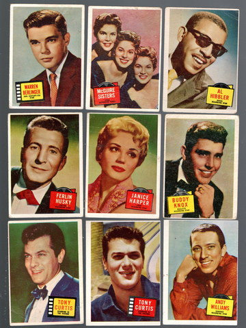 1957 Topps Hit Stars Non Sport Cards Lot 15 Most Diff W/2 Tony Curtis & 2 Andy Williams 