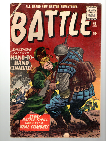 1959 Marvel/Atlas Battle Golden Age Comic Book #69 Kirby Art VG+ Beautiful Cover