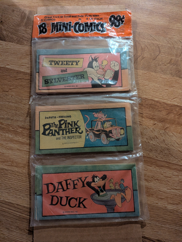 1976 Disney 18 Mini comics Polybagged Unopened(Daffy Duck, Pink Panther, Tweety And Sylvester) 6 Each Unopened
