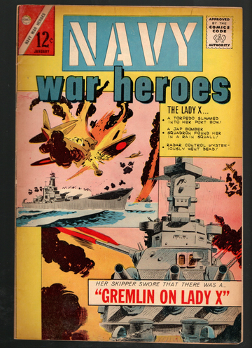 1965 Charlton Comics Navy War Heroes Lot 3 Each W/#1, 6, 7 VG or So Condition