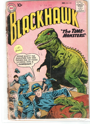 1960 Golden Age DC Blackhawk # 143 Comic Book Dinosaur Issue Beater