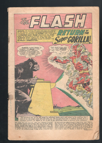 June 1959 DC Comic Book The Flash #107 Coverless Complete 3rd Appearance