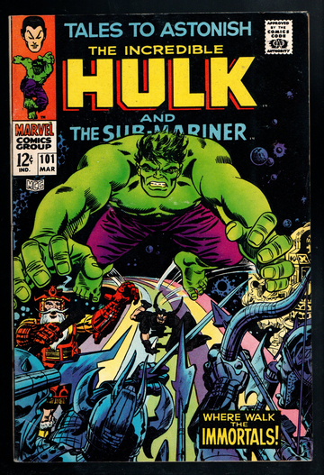 1968 Marvel Comic Book Tales To Astonish Incredible Hulk #101 Nice VF++/NM-