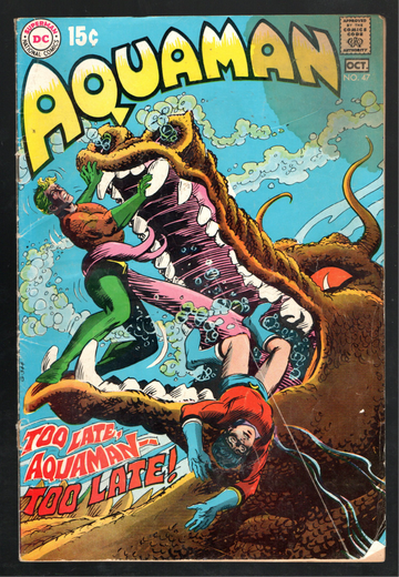 1971 DC Comic Book Silver Age Aquaman #47 VG or so  Condition