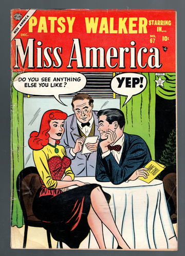 1952 Atlas Comics Patsy Walker Miss America #67 VG Loose Staples