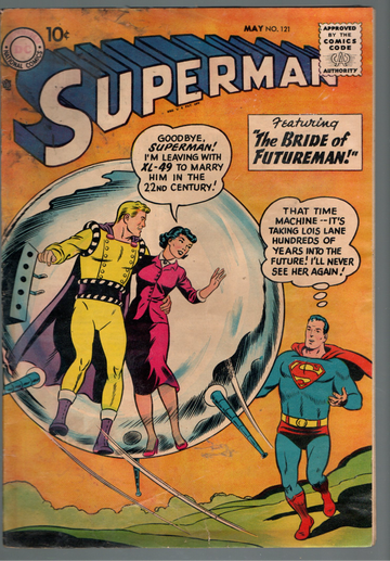 1957 DC Comic Silver Age Book Superman #121 F+ Condition