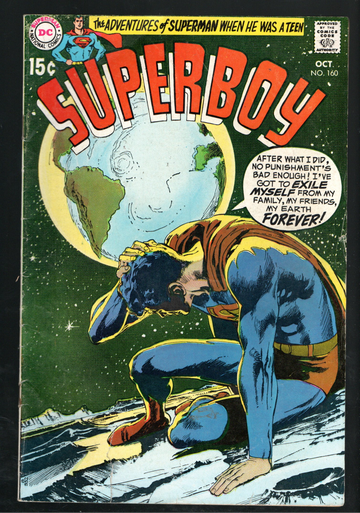 1968 Marvel Comic Book Silver Age Superboy #160 VG++/F-