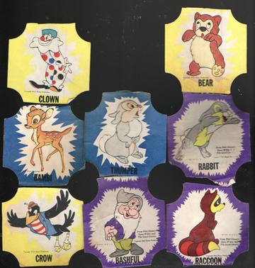 1950 Walt Disney Wonder Bread End Label Cards Non Sport Used Lot 8 Each G-VG