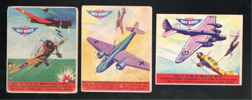 1934 Non Sport Card Lot 3 Each Sky Birds #7, 10, 17, VG or so
