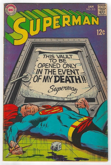 1968 DC Comic Book Silver Age Superman #213 VG+/- Condition