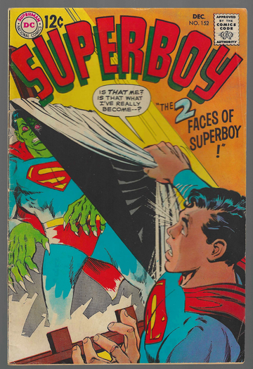 1969 DC Silver Age Comic Book Superboy #152 VG+/F- Condition