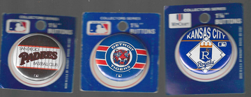 Lot of 3 Diff Wincraft Collectors Series 1 1/4" Buttons KC Padres Tigers New on Board