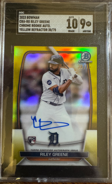 2023 Bowman Chrome Riley Greene Yellow/75 Auto SGC 10/9
