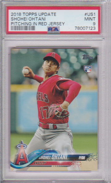 2018 Topps Update SHOHEI OHTANI Pitching Red Jersey Rookie RC #US1 MINT PSA 9