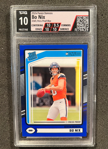 2024 Donruss Blue Press Proof Bo Nix RC TPG 10