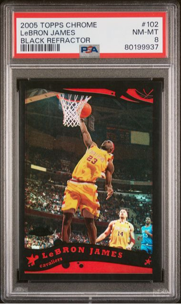 2005 Topps Chrome Lebron James BLACK REFRACTOR 307/399 #102 PSA 8 NM-MINT