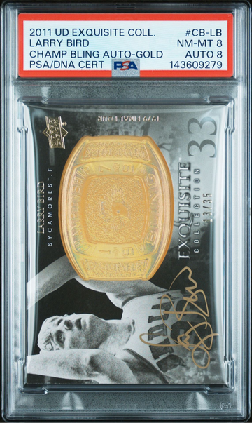2011 Upper Deck Exquisite Larry Bird Championship Bling GOLD 13/35 PSA 8/8 NM-MINT