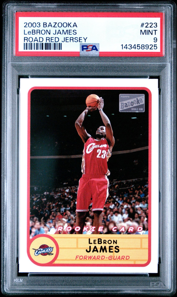 2003 Bazooka Lebron James ROOKIE Road Red Jersey #223 PSA 9 MINT