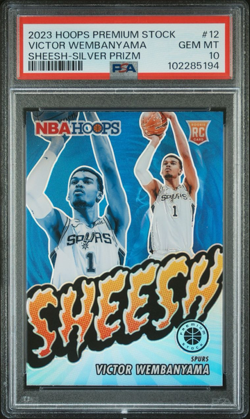 2023 Hoops Premium stock Victor Wembanyama Sheesh-Silver Prizm PSA 10