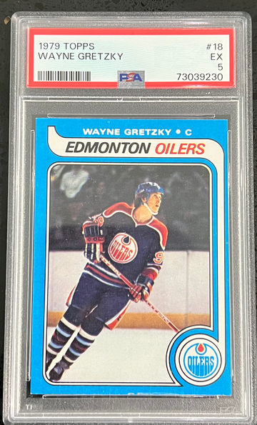 1979-80 Topps Wayne Gretzky Hockey #18 Card RC PSA 5 Rookie Oilers