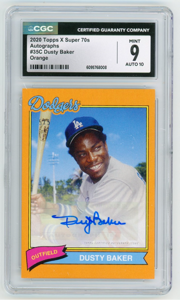 2020 Topps X Super 70's Baseball Autographs Dusty Bake Orange #35C CGC 9