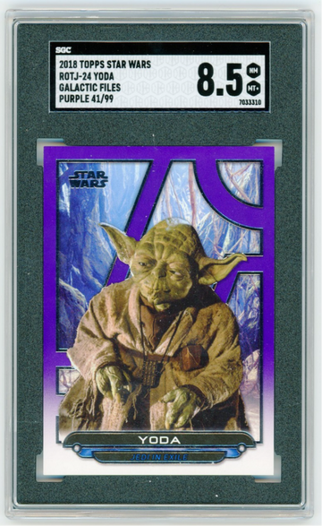2018 Topps Star Wars Galactic Files Yoda Purple #ROTJ-24 SGC 8.5