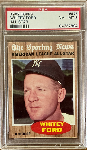 1962 Topps #475 Whitey Ford All Star PSA 8