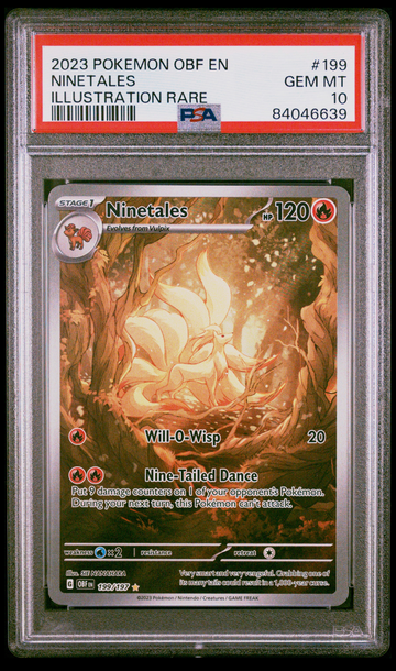PSA 10 GEM MINT Ninetales Obsidian Flames Illustration Rare Pokemon Card 199/197