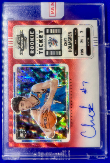 CHET HOLMGREN 2022-23 PANINI OPTIC CONTENDERS ROOKIE TICKET RC RED WAVE AUTO SP