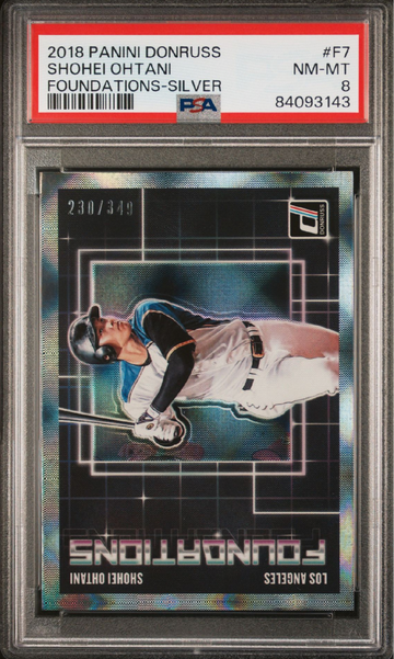 2018 Panini Donruss Shohei Ohtani #F7 Foundations Silver /349 Rookie RC 🔥 PSA 8