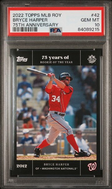 2022 Topps Bryce Harper MLB Rookie of the Year 75th Anniversary #42 🔥 PSA 10