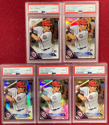 2016 Topps Chrome Trae Turner Base, Refractor, Prism, Gold Pink PSA 10 