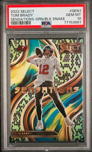 TOM BRADY 2022 Panini Select Sensations Green And Black Snakeskin #2/2