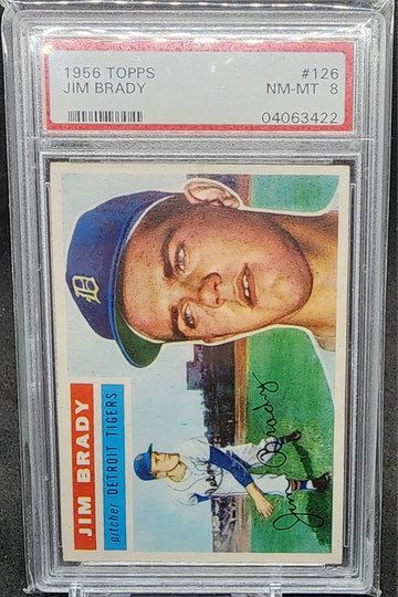 1956 Topps Jim Brady PSA 8 GRAY BACK CLEAN