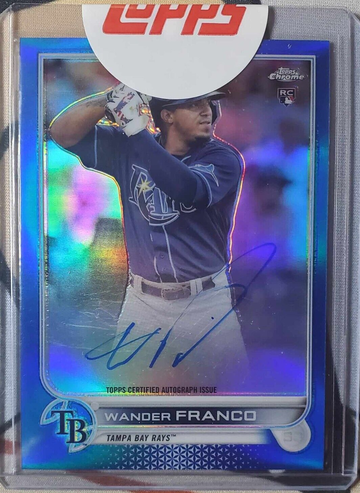 sports card 2022 Topps Chrome Wander Franco True BLUE Refractor Auto /150 RC Roo