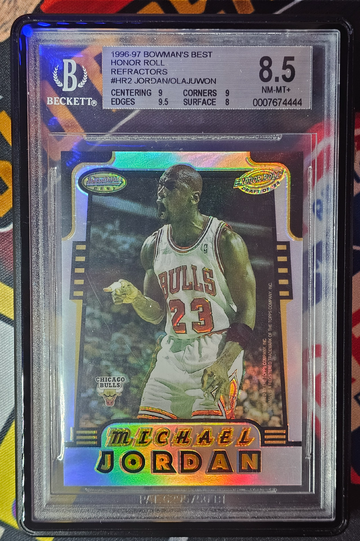 1996 Bowman's Best Honor Roll Refractors Michael Jordan Hakeem Olajuwan BGS 8.5