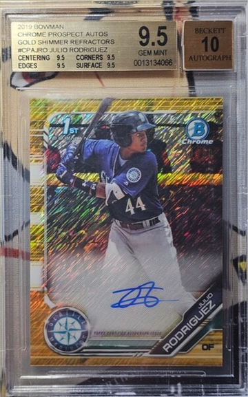 2019 Bowman Chrome Julio Rodriguez 1st Autograph GOLD SHIMMER /50 BGS 9.5 True Gem