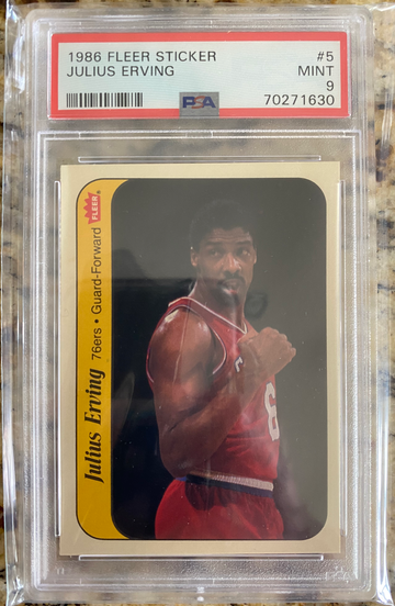 1986 Fleer Sticker #5 Julius Erving PSA 9