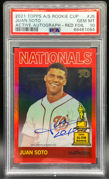 2021 Topps All Star Rookie Cup Red fractor Juan Soto Autograph PSA 10 Pop 1