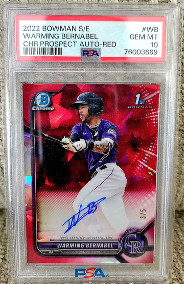 2022 Bowman Chrome 1st RED Sapphire PSA 10 🔥 WARMING BERNABEL AUTO #/5 🔥 BSPAWB
