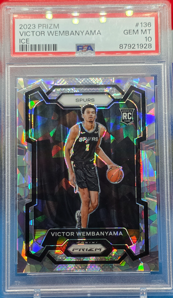2023-24 Panini Prizm Victor Wembanyama RC Rookie Prizm Ice #136 Spurs PSA 10