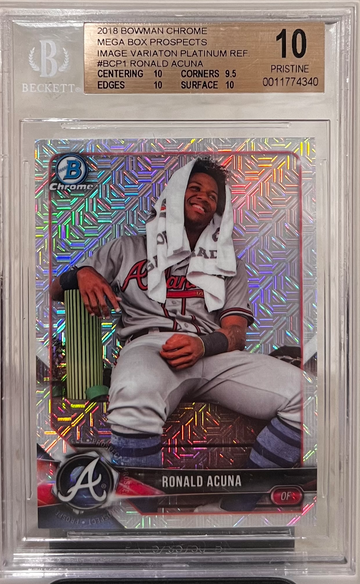 2018 Bowman Chrome Ronald Acuna Jr. Mega Box Variation Towel on Head BGS 10 Pristine SSP