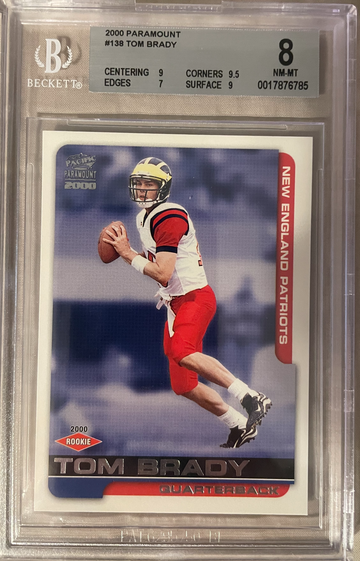 2000 Pacific Paramount Tom Brady Rookie Card BGS 8