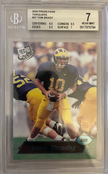 2000 Press Pass Blue Torquers Tom Brady Rookie Card BGS 7