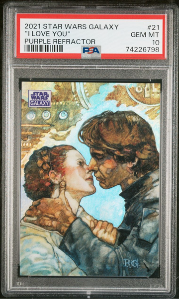 2021 Topps Star Wars Galaxy Chrome Purple Refractor "I LOVE YOU" 20/25 PSA 10