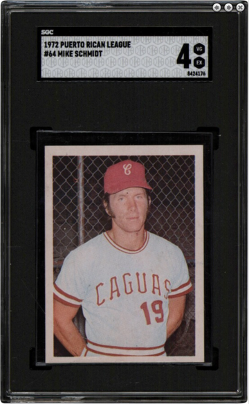 Mike Schmidt 1972 Puerto Rican League Sticker #64 Phillies HOF RC SGC 4