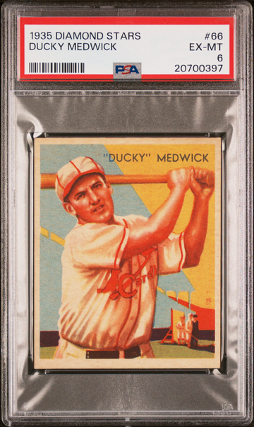 Joe Ducky Medwick 1934-36 Diamond Stars #66 HOF Rookie PSA 6